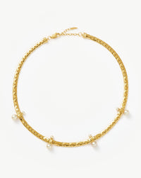 Floating Pearl Cobra Chain Choker | 18ct Gold Plated/Pearl Necklaces Missoma 
