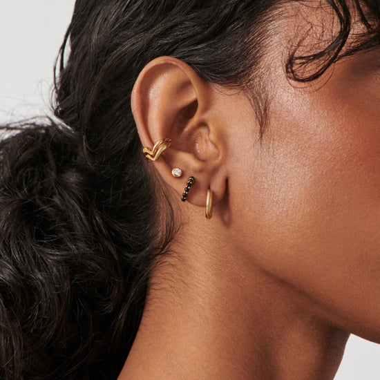 Gemstone Huggies | 18ct Gold Plated Vermeil/Black Onyx Earrings Missoma 