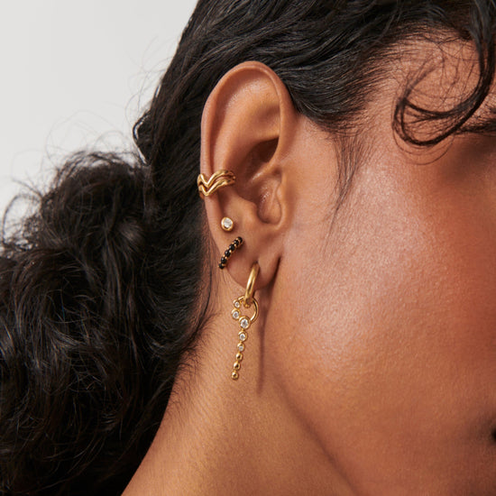 Gemstone Huggies | 18ct Gold Plated Vermeil/Black Onyx Earrings Missoma 