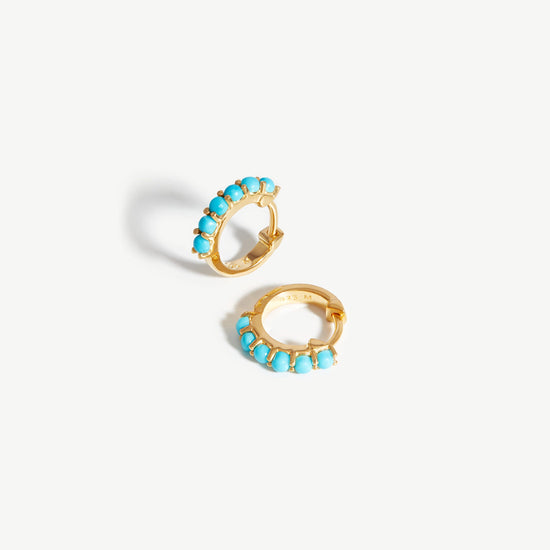 Gemstone Huggies | 18ct Gold Plated Vermeil/Turquoise Earrings Missoma 