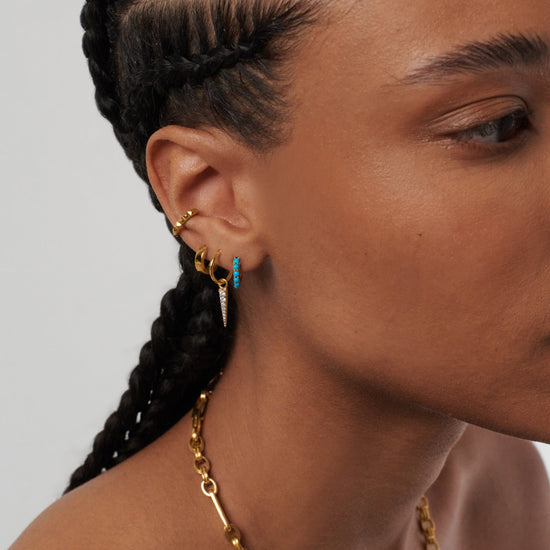 Gemstone Huggies | 18ct Gold Plated Vermeil/Turquoise Earrings Missoma 