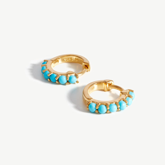 Gemstone Huggies | 18ct Gold Plated Vermeil/Turquoise Earrings Missoma 