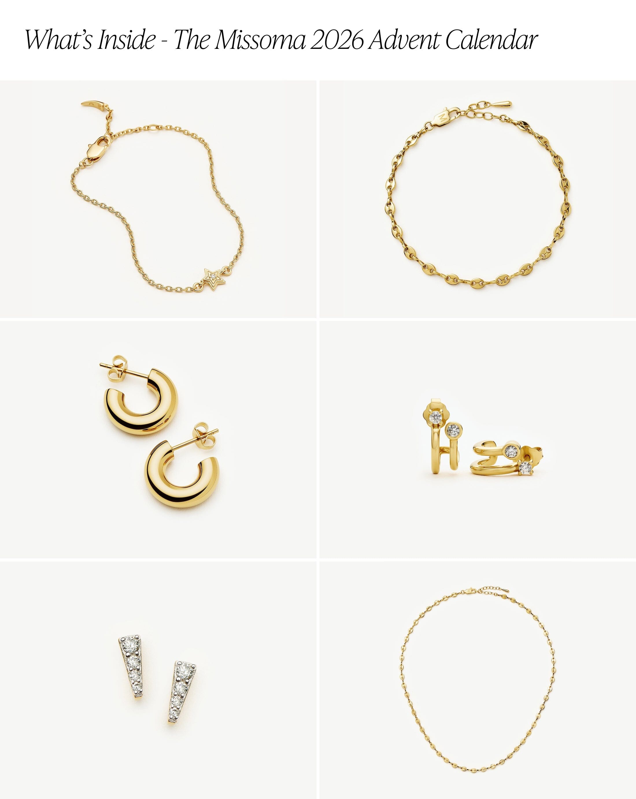 Gold Jewellery Advent Calendar | 18ct Gold Plated Advent Calendar Missoma 