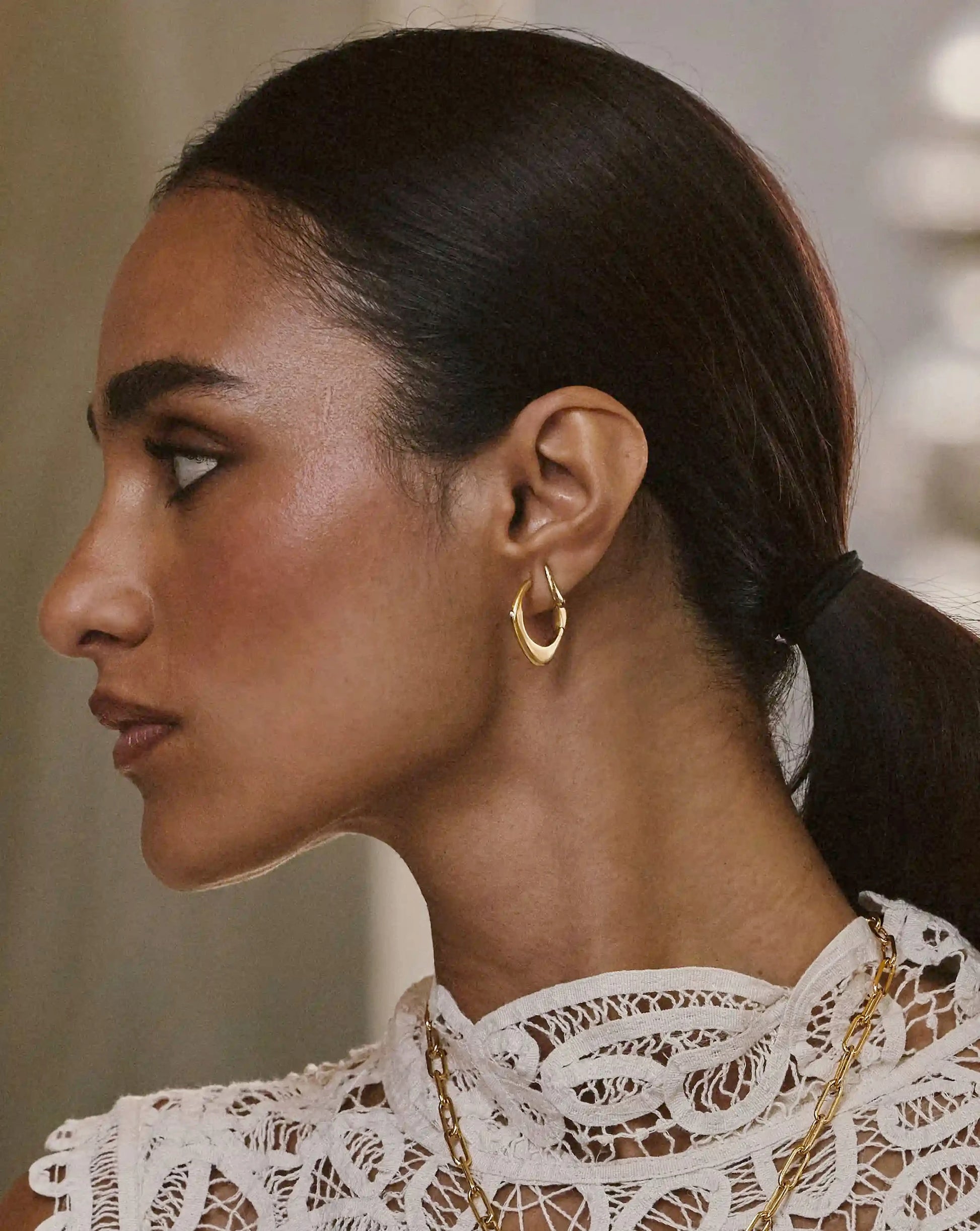 Harris Reed Fearless Medium Hoop Earrings | 18ct Gold Plated/Cubic Zirconia Earrings Missoma 