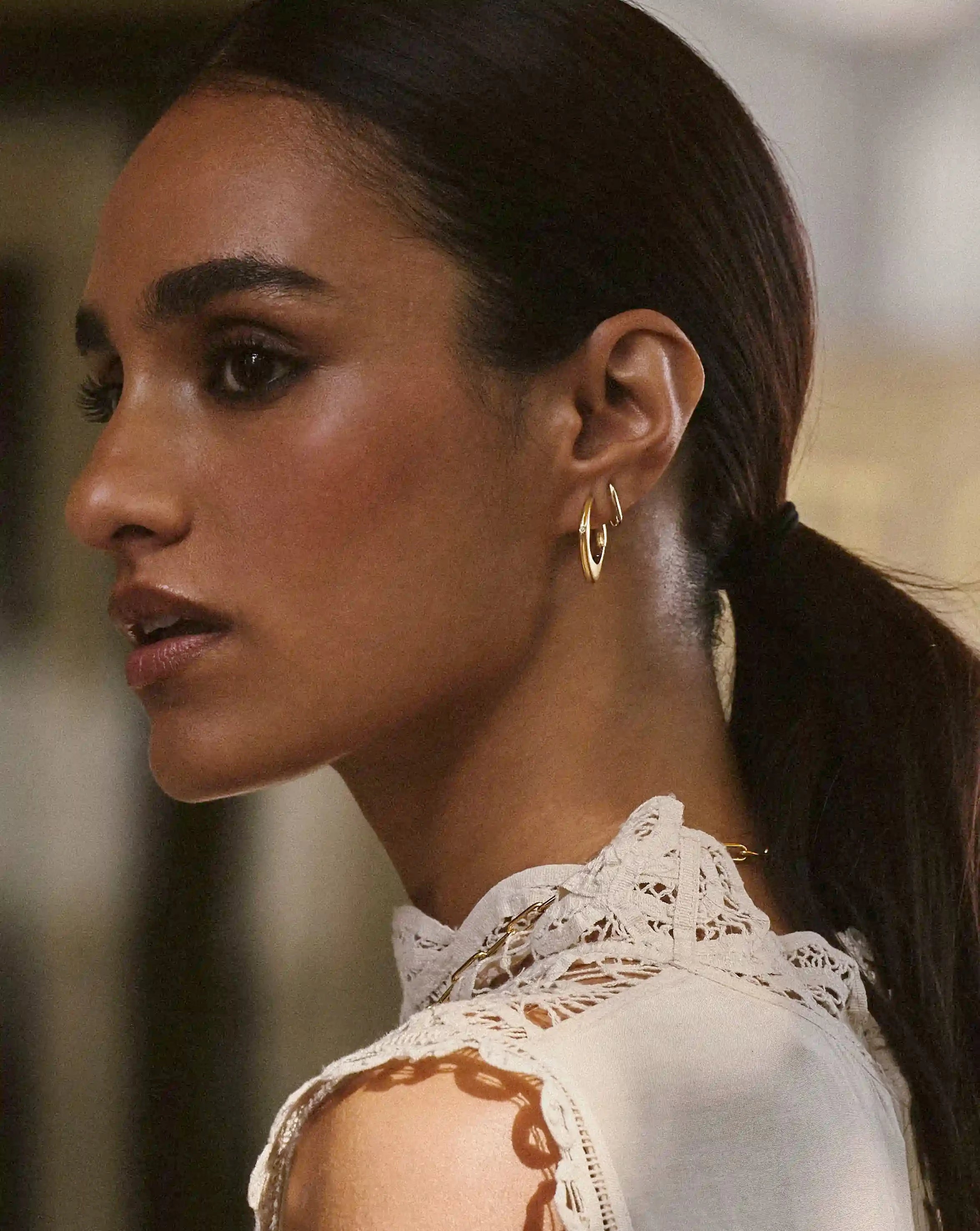 Harris Reed Fearless Medium Hoop Earrings | 18ct Gold Plated/Cubic Zirconia Earrings Missoma 