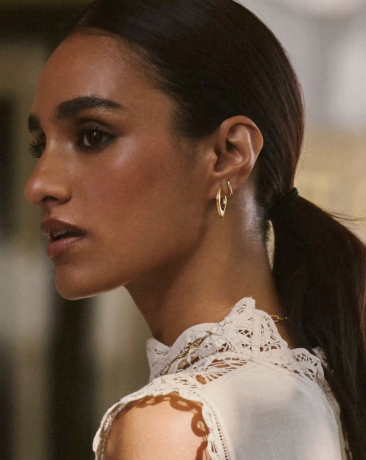 Harris Reed Fearless Medium Hoop Earrings | 18ct Gold Plated/Cubic Zirconia Earrings Missoma 