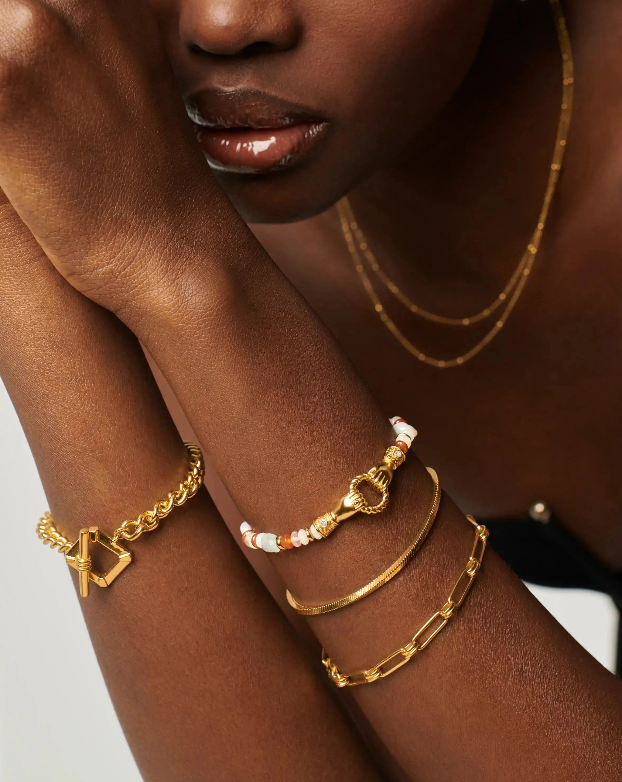 Harris Reed In Good Hands Beaded Gemstone Bracelet | 18ct Gold Plated/Multi Gemstone & Pearl Bracelets Missoma 