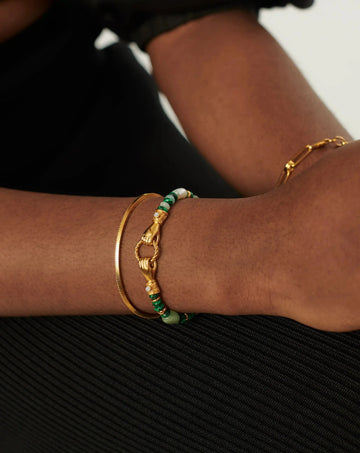 Harris Reed In Good Hands Beaded Gemstone Bracelet | 18ct Gold Plated/Multi Green Gemstone & Pearl Bracelets Missoma 