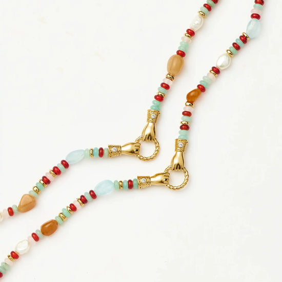 Harris Reed In Good Hands Beaded Gemstone Necklace | 18ct Gold Plated/Multi Gemstone & Pearl Necklaces Missoma 