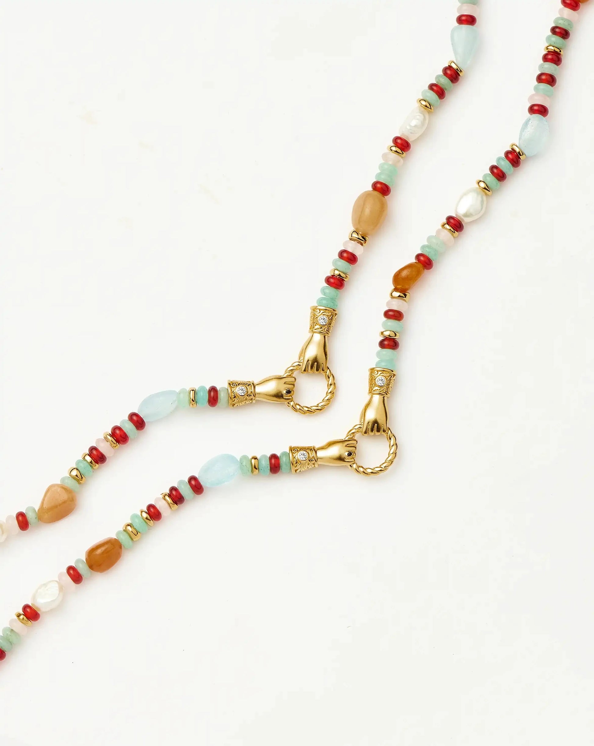 Harris Reed In Good Hands Beaded Gemstone Necklace | 18ct Gold Plated/Multi Gemstone & Pearl Necklaces Missoma 