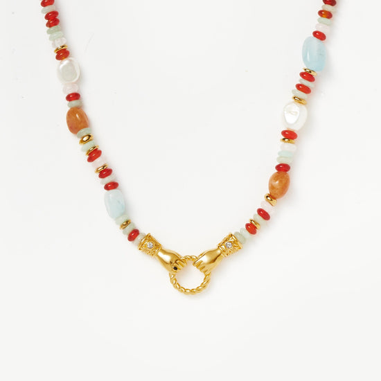 Harris Reed In Good Hands Beaded Gemstone Necklace | 18ct Gold Plated/Multi Gemstone & Pearl Necklaces Missoma 