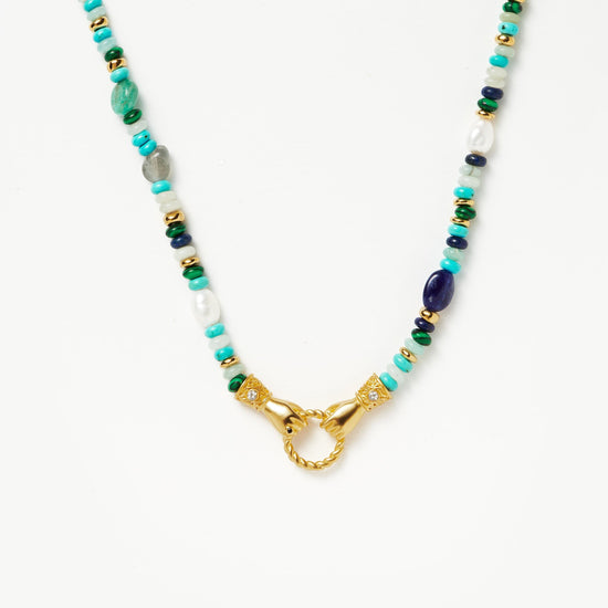 Harris Reed In Good Hands Beaded Gemstone Necklace | 18ct Gold Plated/Turquoise, Lapis & Pearl Necklaces Missoma 