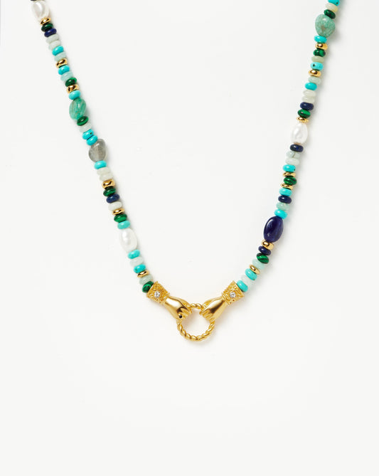 Harris Reed In Good Hands Beaded Gemstone Necklace | 18ct Gold Plated/Turquoise, Lapis & Pearl Necklaces Missoma 