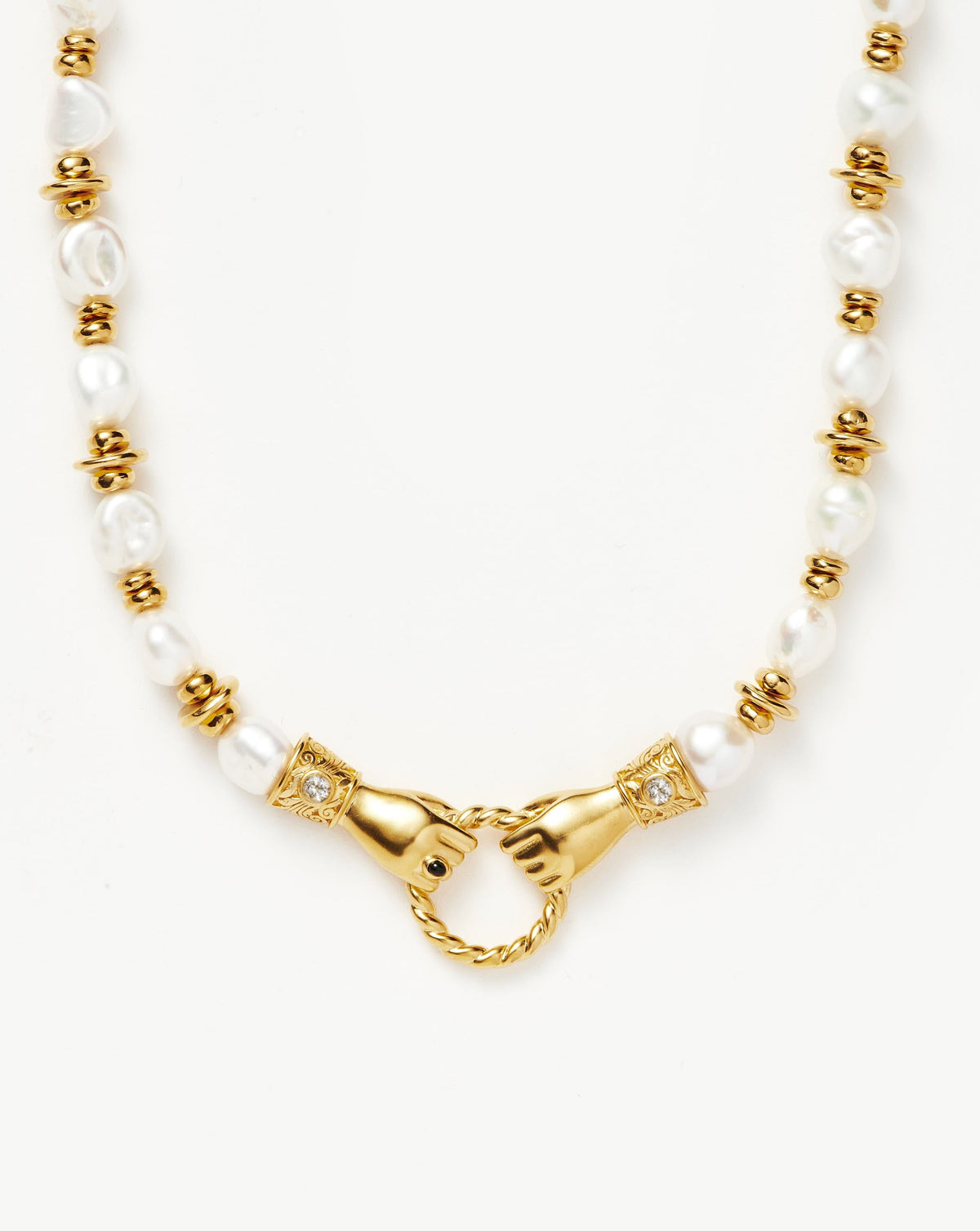 Harris Reed Good Hands Chunky Beaded Gemstone Necklace 18ct Plated Pearl