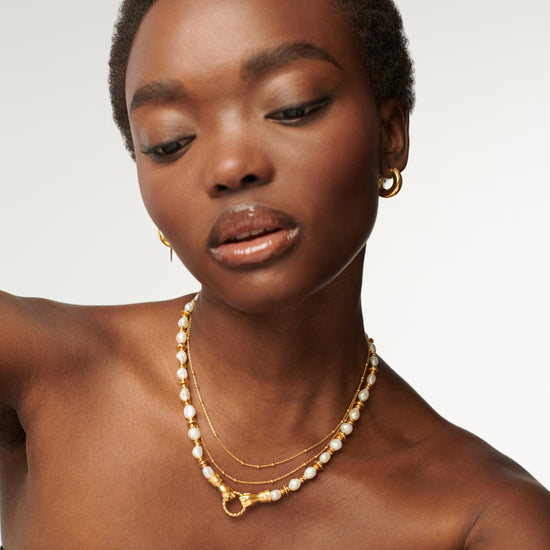 Harris Reed In Good Hands Chunky Beaded Gemstone Necklace | 18ct Gold Plated/Pearl Necklaces Missoma 