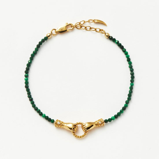 Harris Reed In Good Hands Mini Beaded Gemstone Bracelet | 18ct Gold Plated/Malachite Bracelets Missoma 