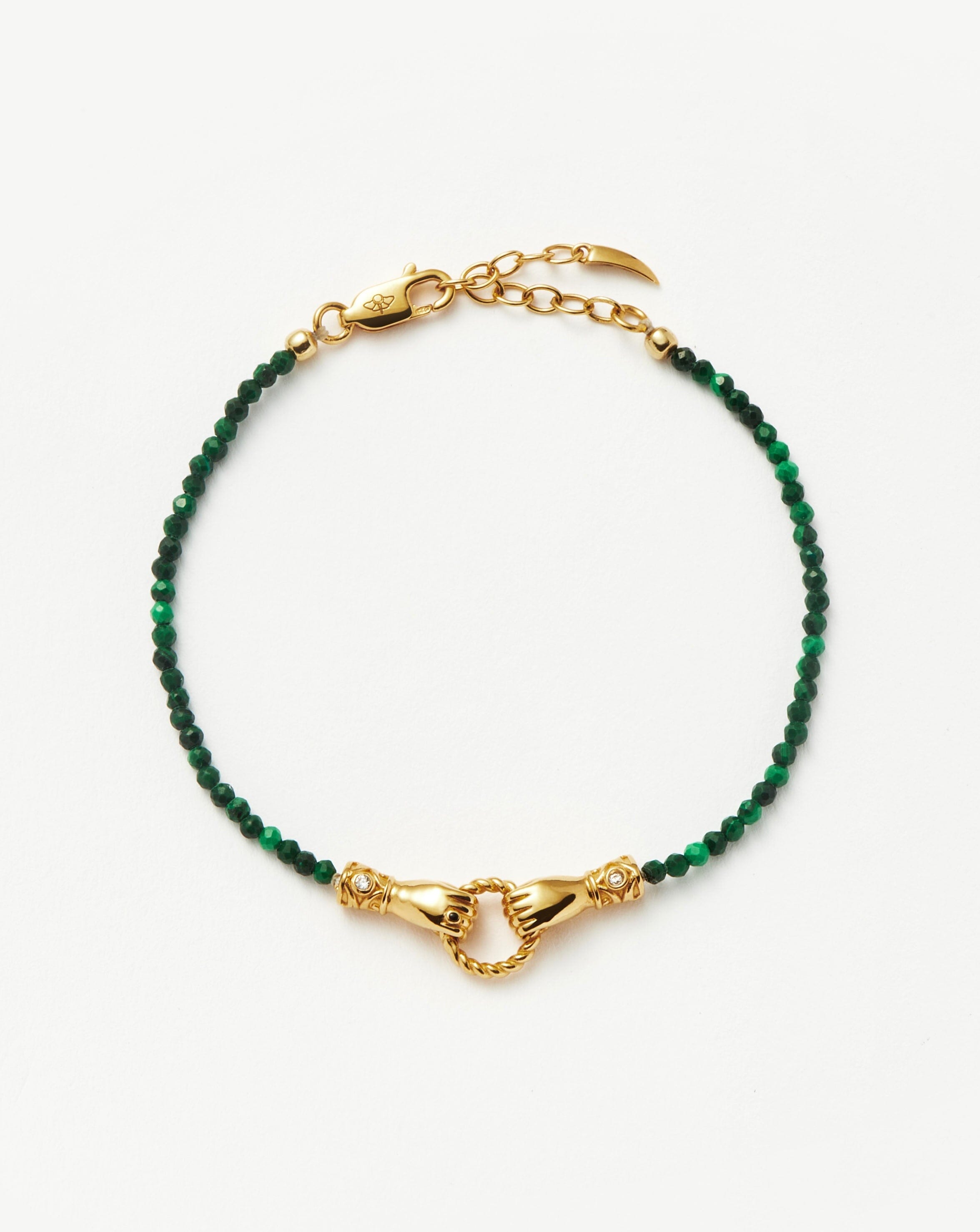 Harris Reed In Good Hands Mini Beaded Gemstone Bracelet | 18ct Gold Plated/Malachite Bracelets Missoma 