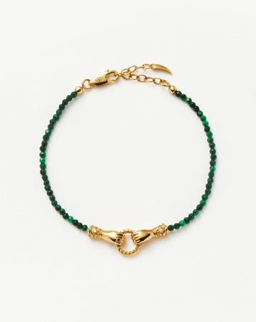 Harris Reed In Good Hands Mini Beaded Gemstone Bracelet | 18ct Gold Plated/Malachite Bracelets Missoma 