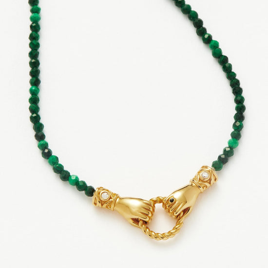 Harris Reed In Good Hands Mini Beaded Gemstone Bracelet | 18ct Gold Plated/Malachite Bracelets Missoma 