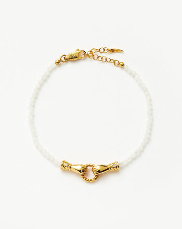 Harris Reed In Good Hands Mini Beaded Gemstone Bracelet | 18ct Gold Plated/Rainbow Moonstone Bracelets Missoma 
