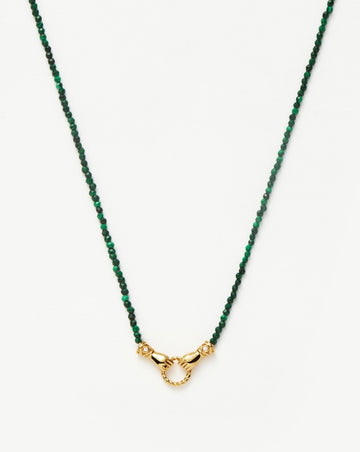 Harris Reed In Good Hands Mini Beaded Gemstone Necklace | 18ct Gold Plated/Malachite Necklaces Missoma 