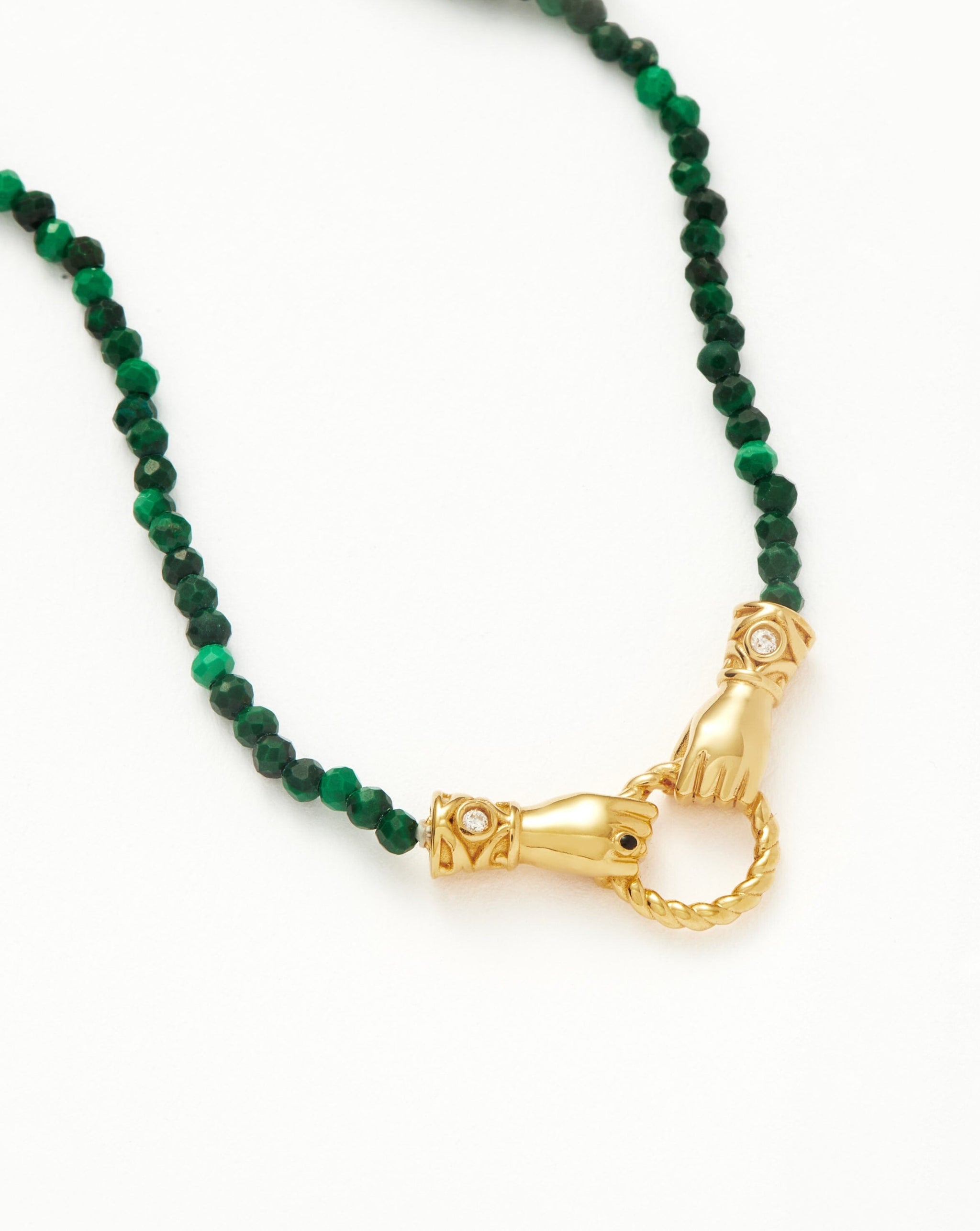 Harris Reed In Good Hands Mini Beaded Gemstone Necklace | 18ct Gold Plated/Malachite Necklaces Missoma 