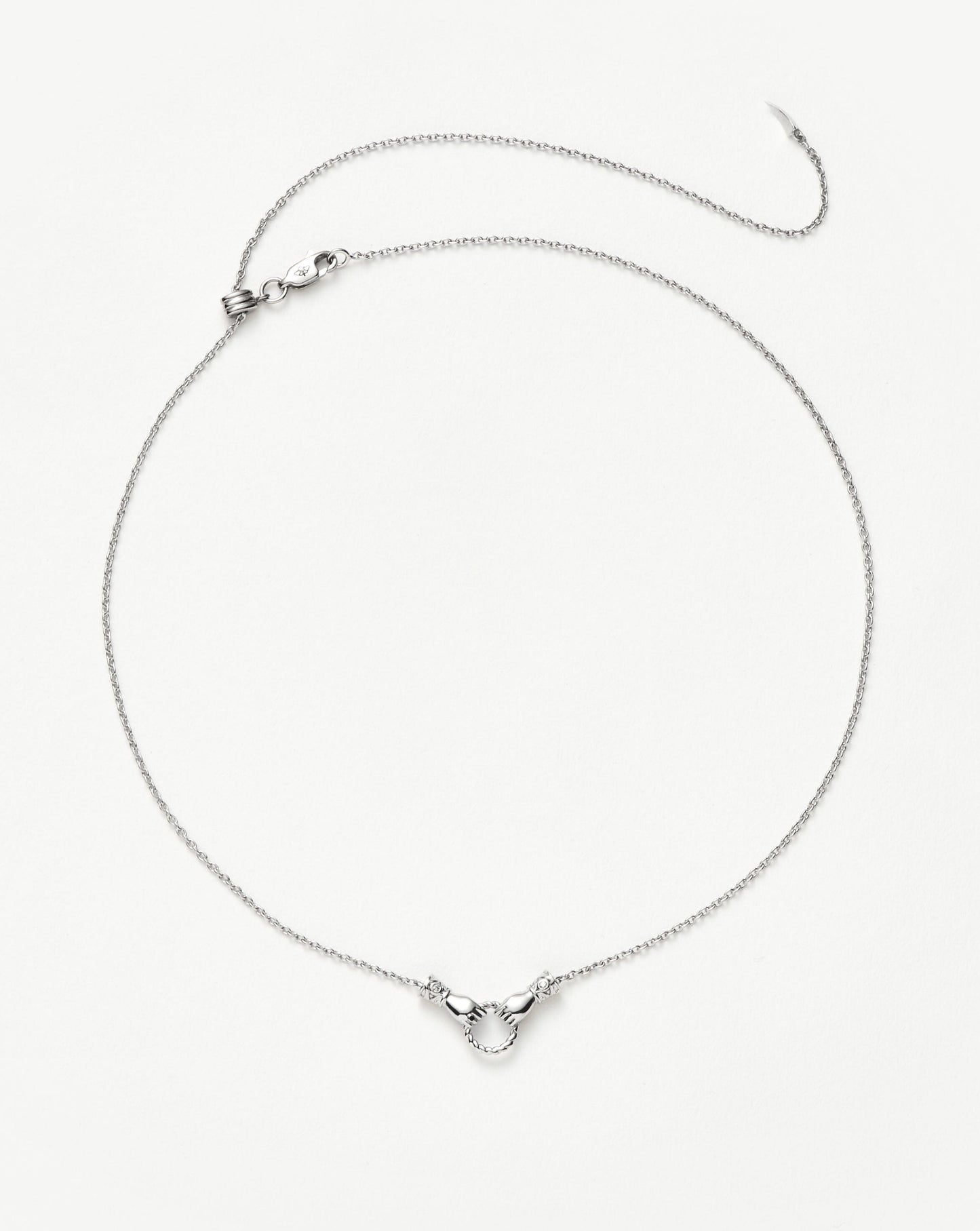 Harris Reed In Good Hands Mini Pendant Slider Necklace | Silver Plated/Cubic Zirconia & Black Onyx Necklaces Missoma 
