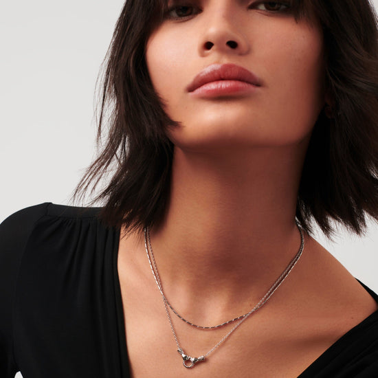 Harris Reed In Good Hands Mini Pendant Slider Necklace | Silver Plated/Cubic Zirconia & Black Onyx Necklaces Missoma 