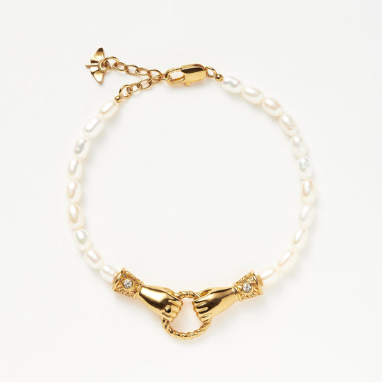 Harris Reed In Good Hands Pearl Bracelet | 18ct Gold Plated/Pearl & Black Onyx Bracelets Missoma 