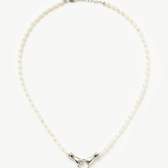 Harris Reed In Good Hands Pearl Necklace | Silver Plated/Pearl & Black Onyx Necklaces Missoma 