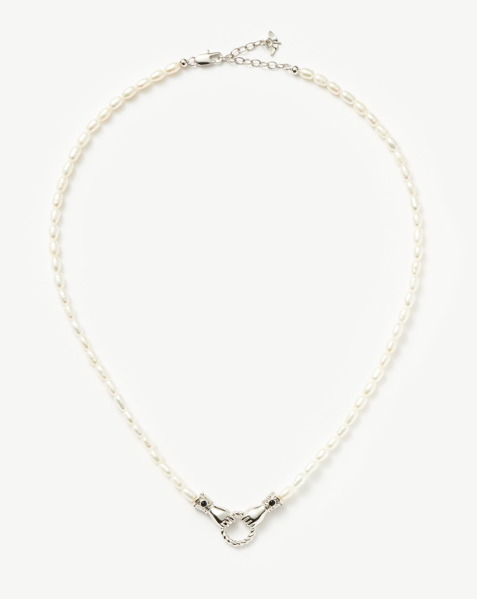 Harris Reed In Good Hands Pearl Necklace | Silver Plated/Pearl & Black Onyx Necklaces Missoma 