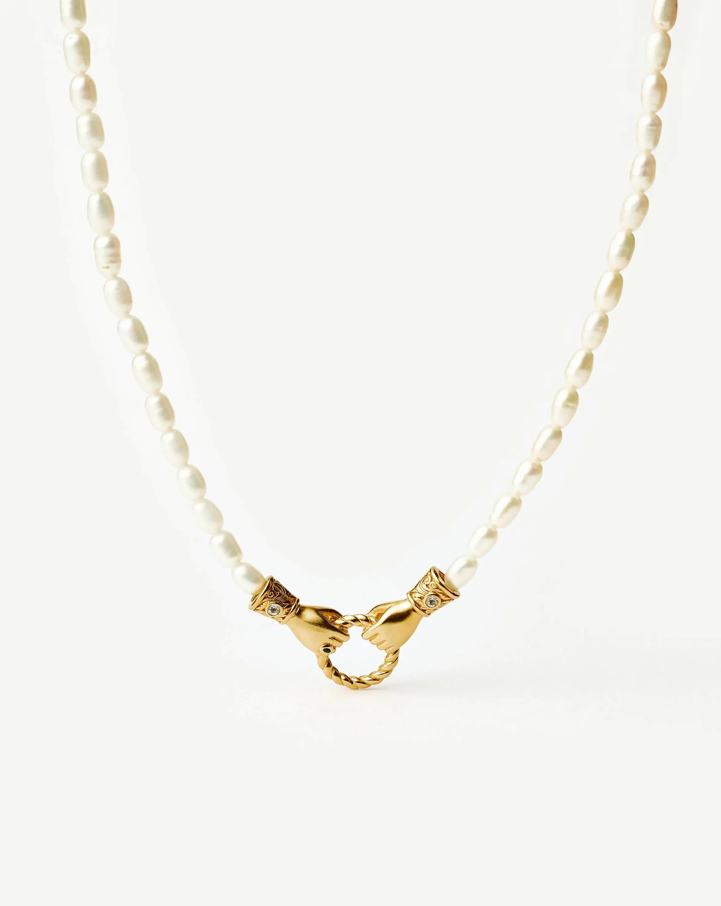 Harris Reed In Good Hands Pearl Pendant Necklace | 18ct Gold Plated/Pearl & Black Onyx Necklaces Missoma 