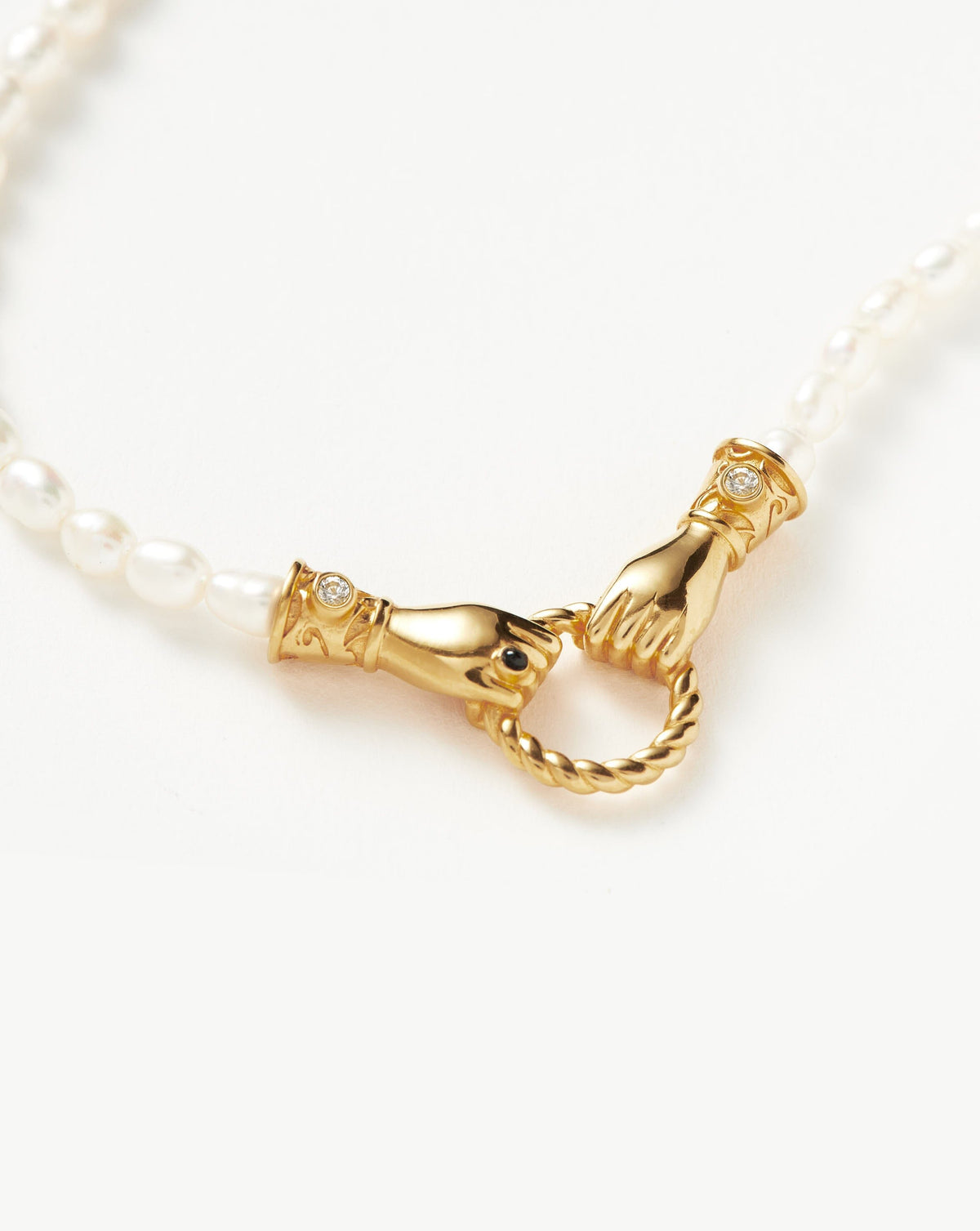 Harris Reed Good Hands Pearl Pendant Necklace 18ct Gold Plated Pearl & Onyx