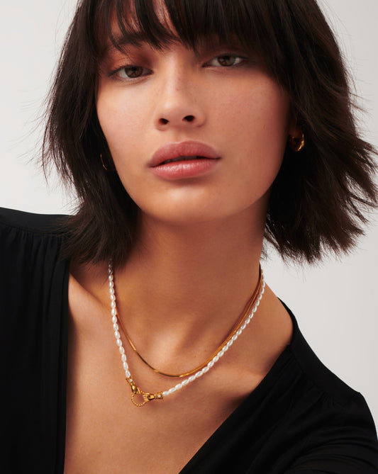 Harris Reed In Good Hands Pearl Pendant Necklace | 18ct Gold Plated/Pearl & Black Onyx Necklaces Missoma 