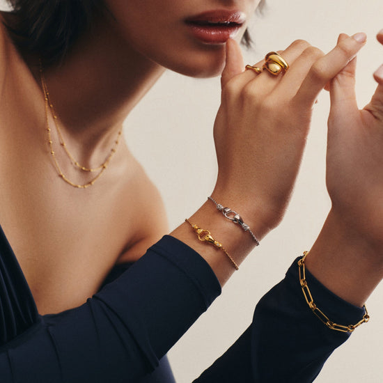 Harris Reed In Good Hands Slider Bracelet | 18ct Gold Plated/Cubic Zirconia & Black Onyx Bracelets Missoma 