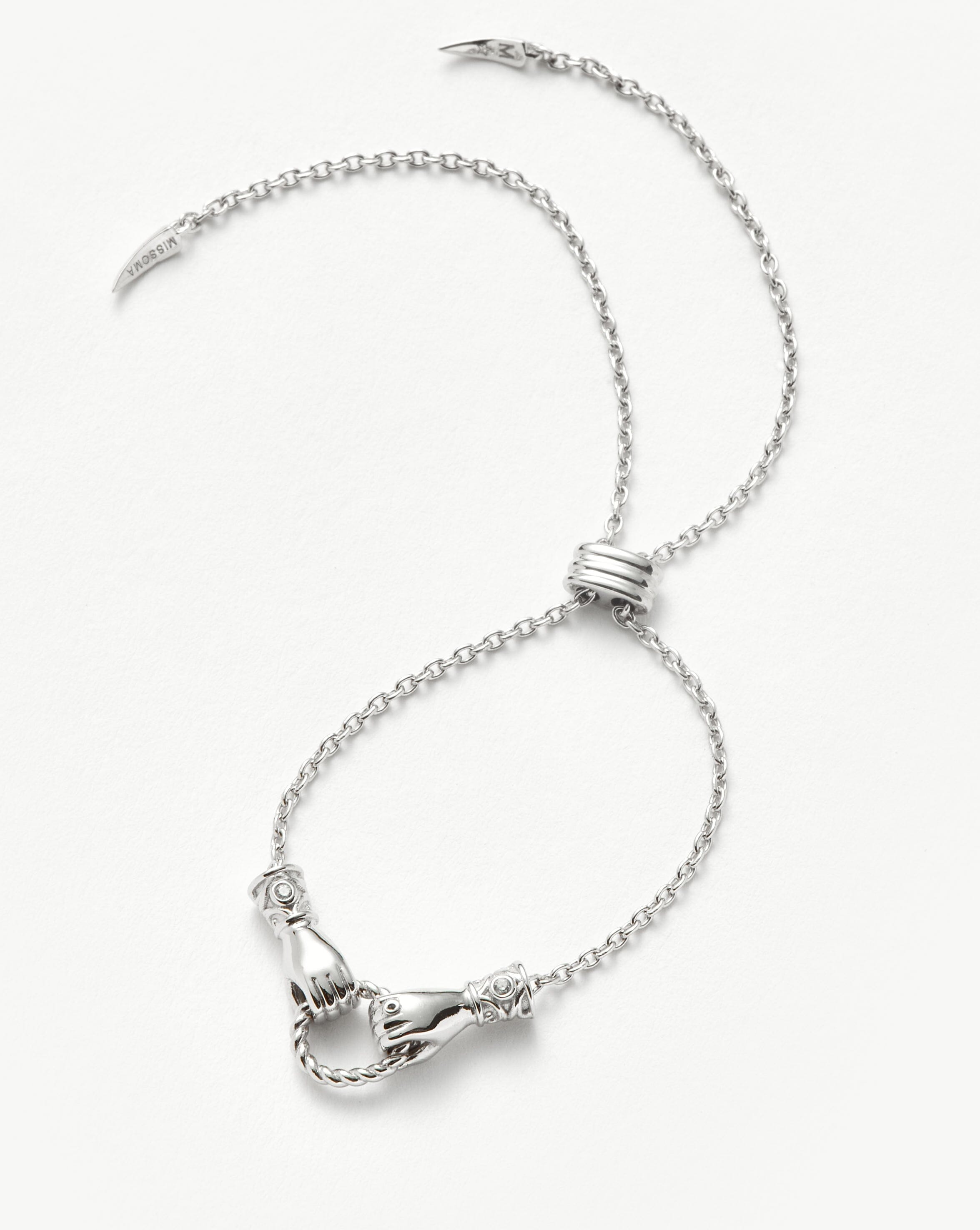 Harris Reed In Good Hands Slider Bracelet | Silver Plated/Cubic Zirconia & Black Onyx Bracelets Missoma 