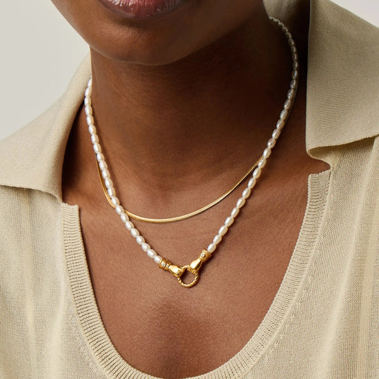 Harris Reed In Good Hands & Snake Chain Necklace Set | 18ct Gold Plated/Pearl & Black Onyx Necklaces Missoma 