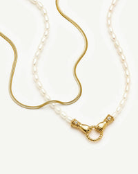 Harris Reed In Good Hands & Snake Chain Necklace Set | 18ct Gold Plated/Pearl & Black Onyx Necklaces Missoma 