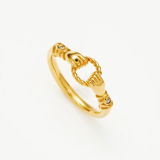 Harris Reed In Good Hands Stacking Ring | 18ct Gold Plated/Cubic Zirconia & Black Onyx Rings Missoma 