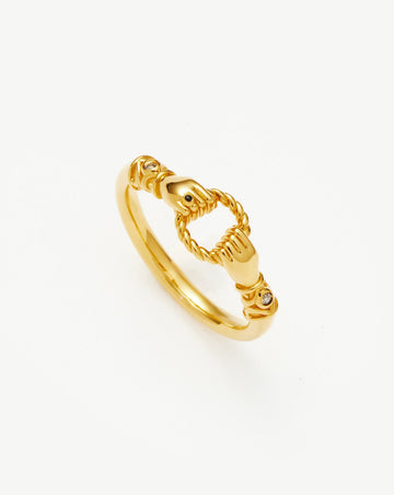Harris Reed In Good Hands Stacking Ring | 18ct Gold Plated/Cubic Zirconia & Black Onyx Rings Missoma 