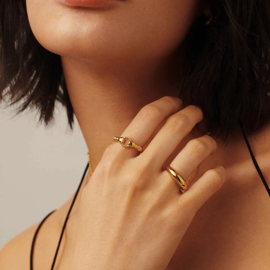 Harris Reed In Good Hands Stacking Ring | 18ct Gold Vermeil/Cubic Zirconia & Black Onyx Rings Missoma 