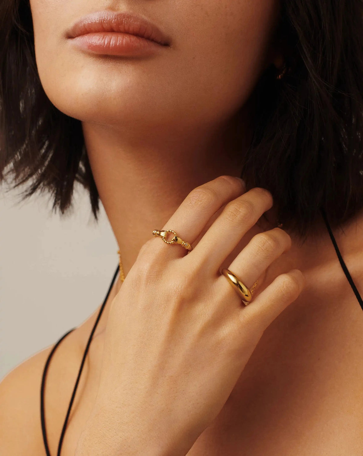 Harris Reed In Good Hands Stacking Ring | 18ct Gold Vermeil/Cubic Zirconia & Black Onyx Rings Missoma 