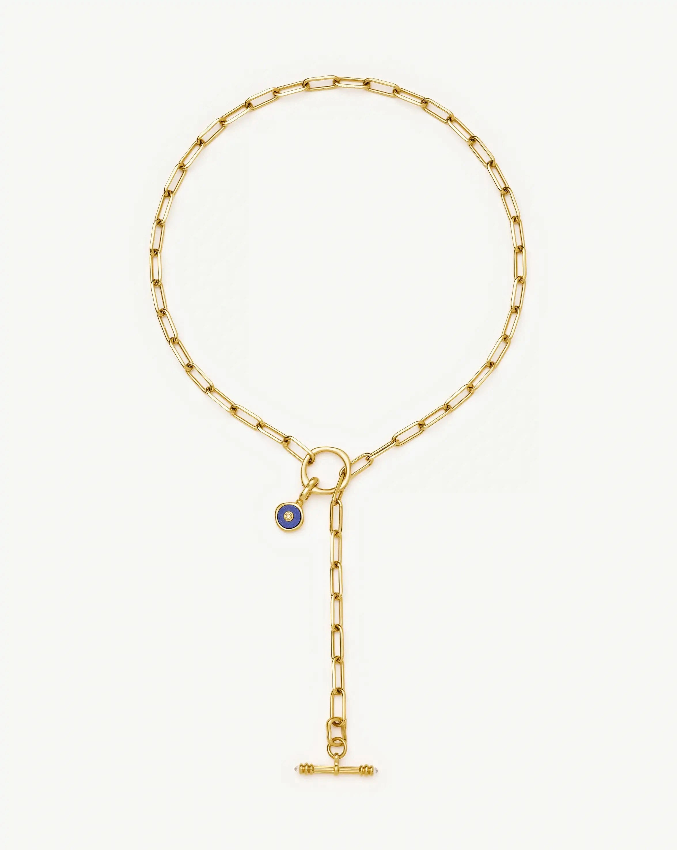 Harris Reed Keepsake T-Bar Charm Necklace | 18ct Gold Plated/Lapis Lazuli, Cubic Zirconia Necklaces Missoma 