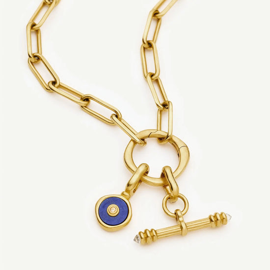 Harris Reed Keepsake T-Bar Charm Necklace | 18ct Gold Plated/Lapis Lazuli, Cubic Zirconia Necklaces Missoma 