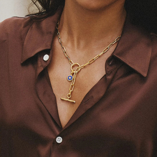 Harris Reed Keepsake T-Bar Charm Necklace | 18ct Gold Plated/Lapis Lazuli, Cubic Zirconia Necklaces Missoma 