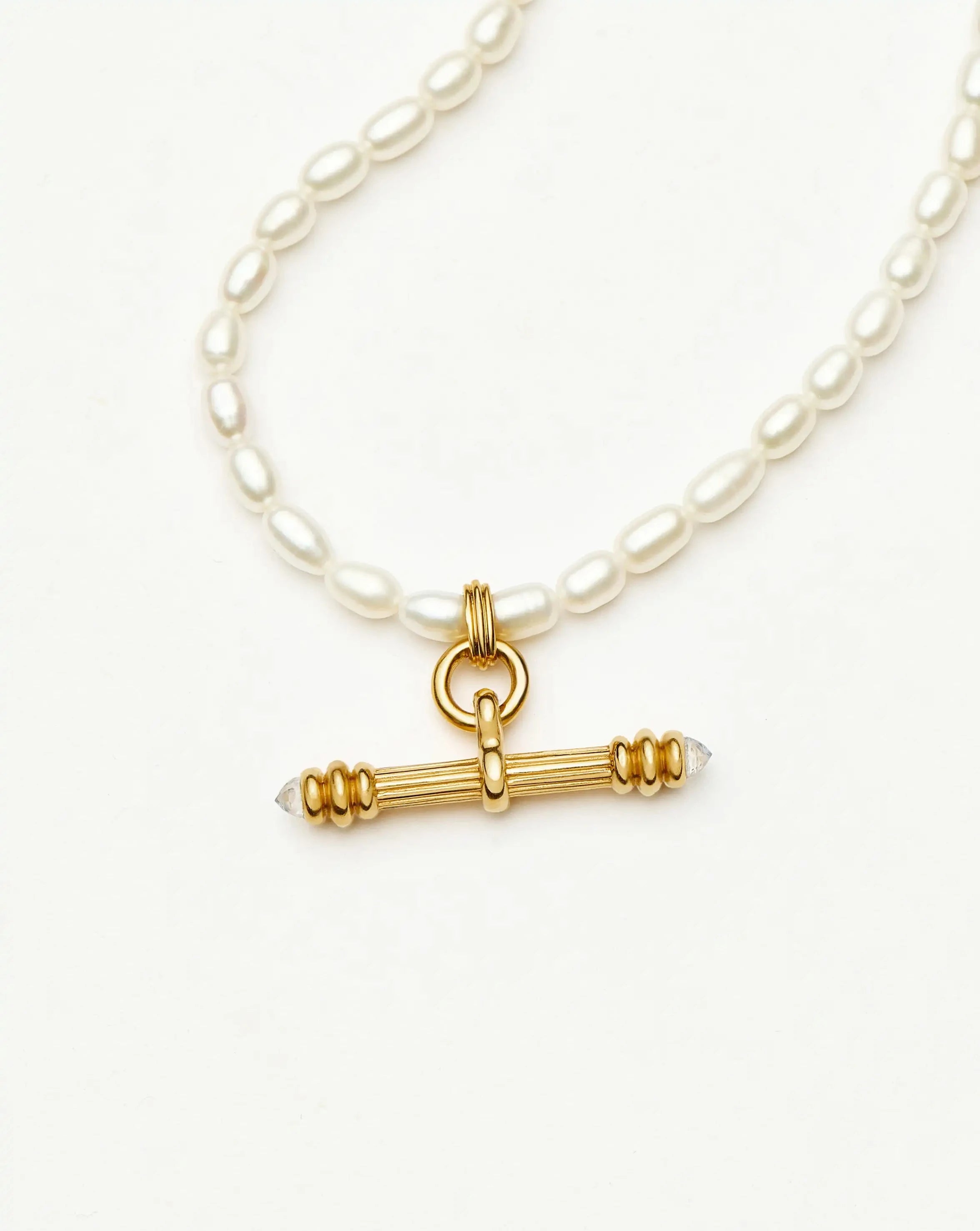 Harris Reed Pearl T-Bar Necklace | 18ct Gold Plated/Pearl Necklaces Missoma 