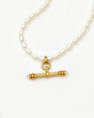 Harris Reed Pearl T-Bar Necklace | 18ct Gold Plated/Pearl Necklaces Missoma 