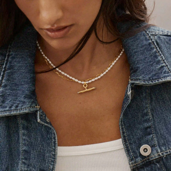 Harris Reed Pearl T-Bar Necklace | 18ct Gold Plated/Pearl Necklaces Missoma 