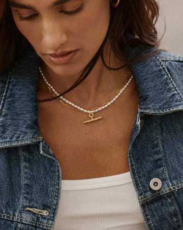 Harris Reed Pearl T-Bar Necklace | 18ct Gold Plated/Pearl Necklaces Missoma 