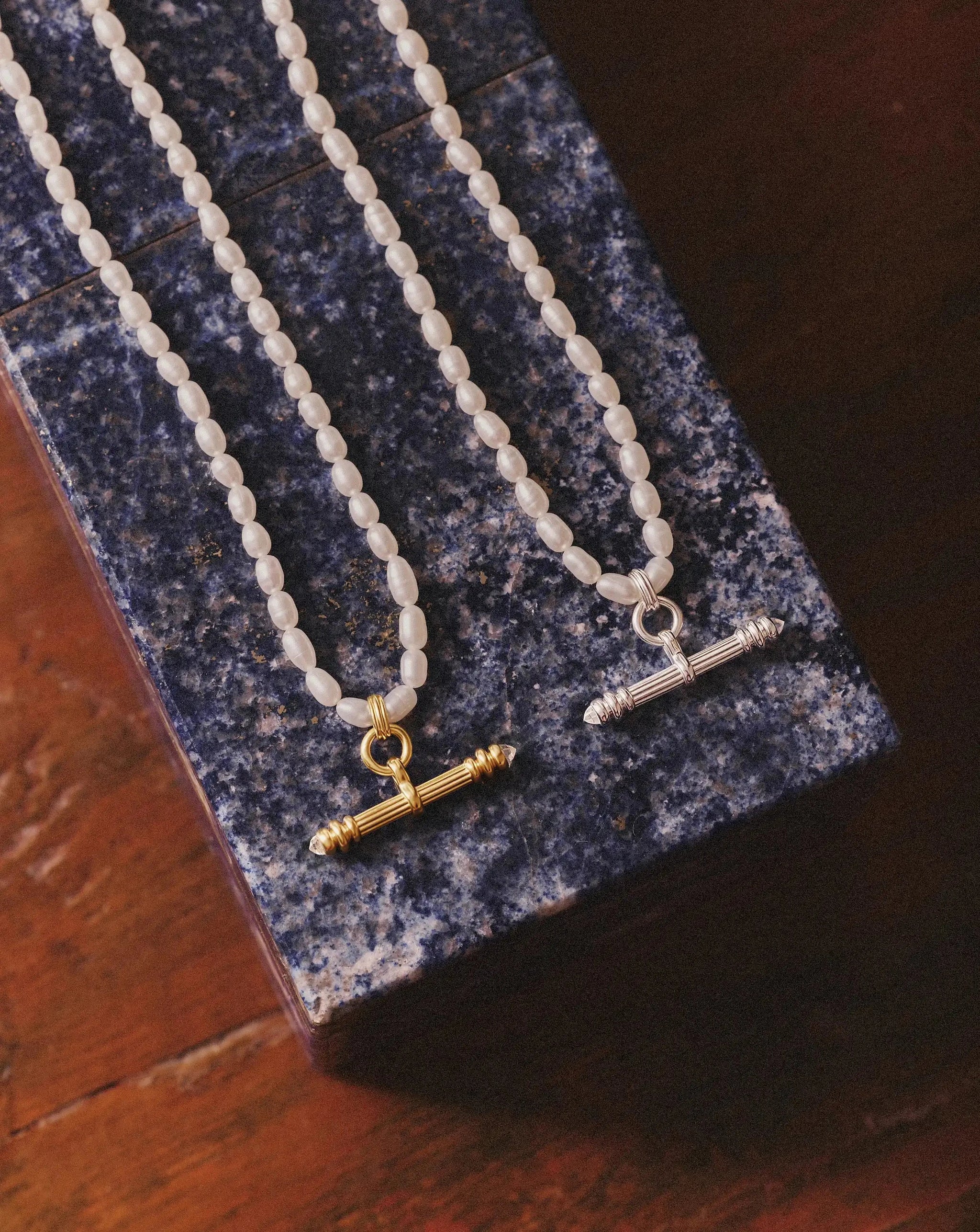 Harris Reed Pearl T-Bar Necklace | 18ct Gold Plated/Pearl Necklaces Missoma 